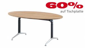 Konferenztisch Ellipse L1810 in Massivholz Bambus  1750x1030x25mm