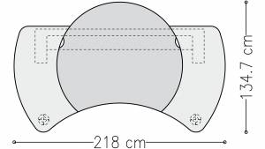 Cheftisch Command mit Holzblende in Linoleum und Echtholz 2180x1097mm