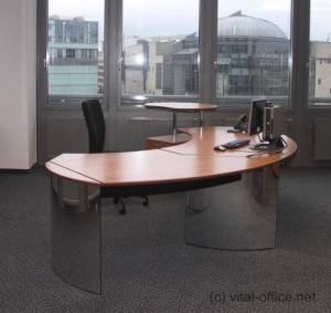 circon executive classic - Executive Desk - Polished Chrome with Swiss Pear tree