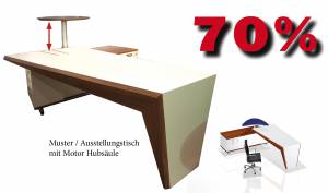 Cheftisch Face mit Schrank und Hubplatte in Echtholz